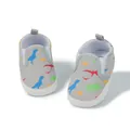 Scarpe primi passi per neonati in tela grigia con stampe colorate di dinosauri animati - Taglie forti / Grigio