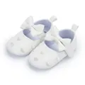 White baby girl Mary Jane shoes with large bow and heart embroidery details - 13cm / White