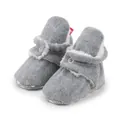 Gray winter baby boots with white fleece lining and non-slip soles for toddlers - 12cm / Light Gray