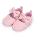 Pink infant walker shoes featuring a large bow and delicate heart embroidery detail - 13cm / Pink