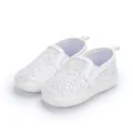 White baby walking shoes with silver glitter sequins and soft slip-on flexible sole - 12cm (6-12 Months) / White