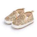Infant walking shoes with golden sequins, soft non-slip soles and slip-on design - 11cm (0-6 Months) / Gold