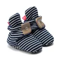Navy blue and white striped baby sock shoes with non-slip soft soles for winter - 11cm / Dark Blue