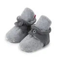 Warme graue Baby-Lauflernschuhe aus Fleece mit Verschluss und Anti-Rutsch-Sohle - Hellgrau Und Dunkelgrau