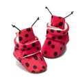 Cute red ladybug baby walking shoes with soft plush lining and velcro closure - Ladybug Red