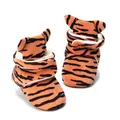 Cozy winter baby boots with orange tiger stripes and warm plush fleece lining - Tiger Orange