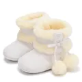 Winter infant snow boots in white and beige with plush faux fur and heart cutout detail - 11cm (0-6 Months) / White