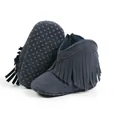 Dark blue suede baby fringe boots with soft non-slip soles and side zipper closure - 11cm (0-6 Months) / Dark Blue