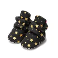 Winter infant walking shoes with golden star pattern and soft anti-slip soles - 12cm / Black