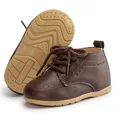 Dunkelbraune Baby-Lederschuhe mit Brogue-Details und rutschfester Sohle für Kleinkinder - Größe 1 (11,3cm) / Dunkelbraun