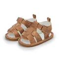 Braune Baby-Sommersandalen mit gekreuzten Stoffriemen und rutschfester Gummisohle - Größe 3 (12-18 Monate) / Braun