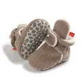 Khaki cable knit baby walking boots with plush lining and non-slip rubber soles - 11cm (0-6 Months) / Light Brown