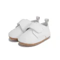 Scarpine primi passi bianche in ecopelle con chiusura a strappo e suola morbida marrone - Taglia 13 / Bianco