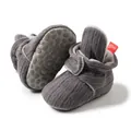 Dark gray knitted baby walking boots with warm fleece lining and non-slip soft rubber soles - 11cm (0-6 Months) / Gray