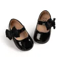 Mary Jane bébé en cuir verni noir classique avec grand nœud en satin pour 0-6 mois - 11cm (0-6 Mois) / Noir