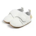 Chaussures bébé blanches avec semelles souples antidérapantes et fermeture velcro réglable - Taille 13 / Blanc (Avec Étiquette Latérale)