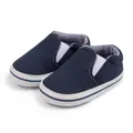 Slip-on baby canvas loafers in navy blue with non-slip soft soles for toddlers - 0-6 Months / Blue