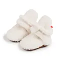 Stivaletti neonato in pile corallo bianco con calda fodera in peluche e suole morbide - Stile Neonato / Bianco