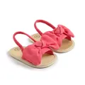 Sandalias de verano para bebé niña en rosa melocotón con lazo grande y correa elástica - 13cm / Rosa Fuerte
