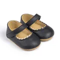 Klassieke zwarte baby Mary Jane schoenen met geschulpte randen en klittenbandsluiting - 11cm / 1628-1 Zwart