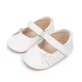 Chaussures Mary Jane bébé blanches avec applique papillon et semelles en caoutchouc - 11cm / Blanc