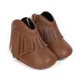 Bottes de bébé marron style western avec franges et fermeture éclair - 11cm (0-6 Mois) / Marron