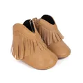 Bottes de cowboy bébé en similicuir marron avec franges et fermeture éclair latérale - 11cm (0-6 Mois) / Khaki