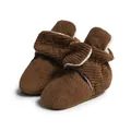 Brown corduroy baby walking shoes with warm white fleece lining and soft soles - 11cm (0-6 Months) / Brown