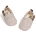 Detail of baby walking shoes showing soft fabric texture and inner size label - L (12-18 Months) / Apricot