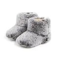 Winter infant fur boots in grey and white blend with warm lining for babies - US 12 / Black