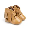 Kleinkinder Fransenstiefel in Hellbraun mit Reißverschluss und weicher Sohle Babyschuhe - 13cm / Ölige Aprikose