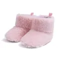 Pink faux fur baby boots with soft fleece lining and convenient heel pull tabs - US 11 / Pink
