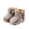 Brown faux fur plush baby winter boots with warm lining and back pull tabs - US 12 / Coffee