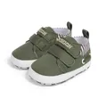 Olive green baby sneakers with dual velcro straps and durable white rubber soles - 12cm (6-12 Months) / Green