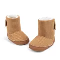 Detail view of winter baby boots with brown corduroy upper and warm fleece lining - 12cm (6-12 Months) / Brown