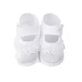 Chaussures élégantes en satin blanc pour bébé avec dentelle et attache velcro pour baptême - 9cm (0-6 mois) / Style Auto-Agrippant avec Dentelle (2520)