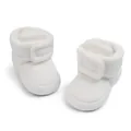 Soft white corduroy baby winter boots with warm plush lining and velcro closure - 12cm (6-12 Months) / White