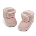 Pink winter baby boots with corduroy exterior, velcro strap and warm plush lining - 12cm (6-12 Months) / Pink