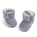 Light gray corduroy baby winter boots with warm plush lining and Velcro strap - 12cm (6-12 Months) / Gray