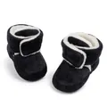 Winter baby walking boots with black corduroy fabric and warm white faux fleece lining - 12cm (6-12 Months) / Black