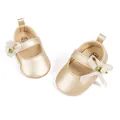 Zapatos Mary Jane para bebé color oro champán con lazo y suela antideslizante - 11cm (0-6 Meses) / Dorado