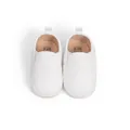 White woven slip-on baby shoes with soft soles and elastic bands for easy wear - Large / White