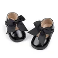 Zapatos de princesa para bebé en charol negro brillante con lazo grande y suela - Pequeño / Negro