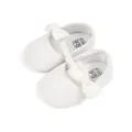 Soft white velvet baby princess shoes with bow and elastic strap for infants - 0-6 Months / White
