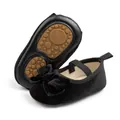 Scarpe Mary Jane per neonato in velluto nero con fiocco e suola in gomma antiscivolo - Piccolo / Nero