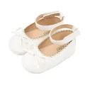 White baby Mary Jane shoes with bow decoration and wavy edge trim in candy color - Age 12-18 Months / White
