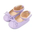 Purple baby Mary Jane shoes with bow decoration and scalloped edges for 0-6 months - Age 12-18 Months / Purple
