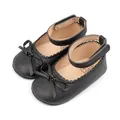 Classic black baby Mary Jane shoes with bow detail and lace edges for 0-6 months - Age 12-18 Months / Black
