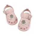 Roze baby loopsandalen met 3D-bloemdecoratie en verstelbare gespsluiting - 0-6 Maanden / Roze