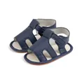 Sandali per neonati blu scuro con velcro e finta pelle testurizzata di qualità - 13cm (12-18 Mesi) / Blu (DZ5240)